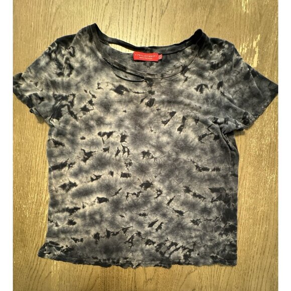 n: philanthropy Set of 2 T shirts Distressed Black White Marbled Tie Dye Tops - Picture 9 of 13